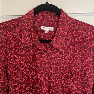 Equipment Red and burgundy Floral Shirt